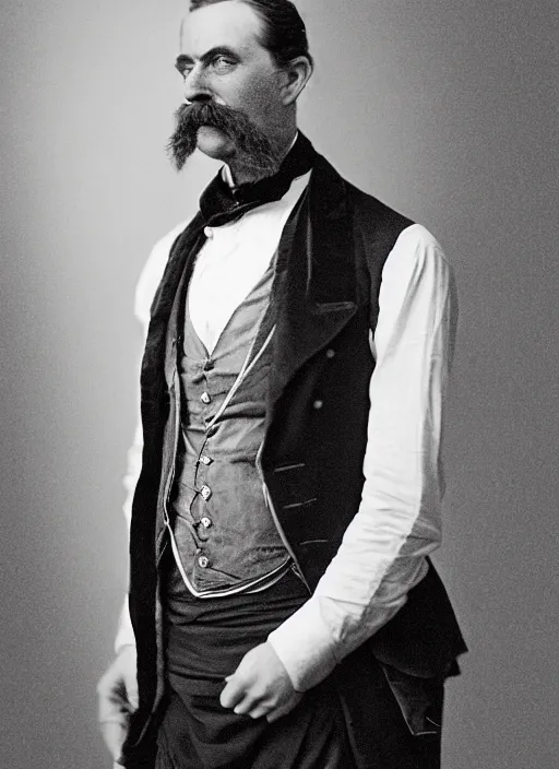 Prompt: portrait of a victorian gentleman wearing a waistcoat, male, detailed face, victorian, highly detailed, cinematic lighting, photograph by elliott & fry