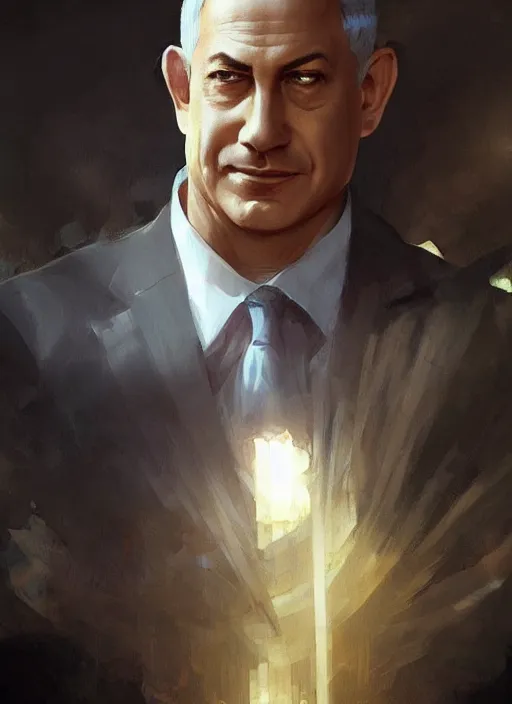 Image similar to benjamin netanyahu, elegant, highly detailed, digital painting, artstation, concept art, matte, sharp focus, illustration, art by artgerm and greg rutkowski and alphonse mucha