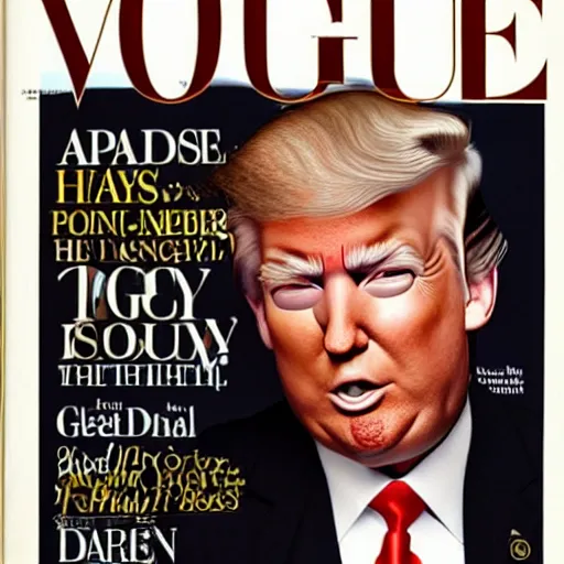 Image similar to Donald Trumpy as a soldier on the cover of the Vogue magazine