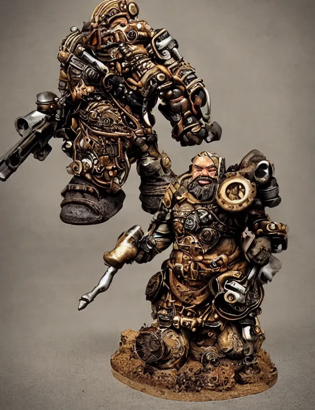 Image similar to dwarf detailed with shotgun steampunk, hyperrealistic