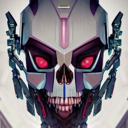 Prompt: symmetry!! a female transformer with high cheekbones, skull eye sockets!! very symmetrical face, cybernetic and highly detailed, by steven zavala, by matt tkocz, by shane baxley, transformers cinematic universe, pinterest, deviantart, artstation _ h 7 5 0