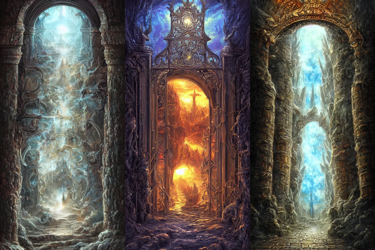 Prompt: The gate to the eternal kingdom of art, fantasy, digital art, HD, detailed.