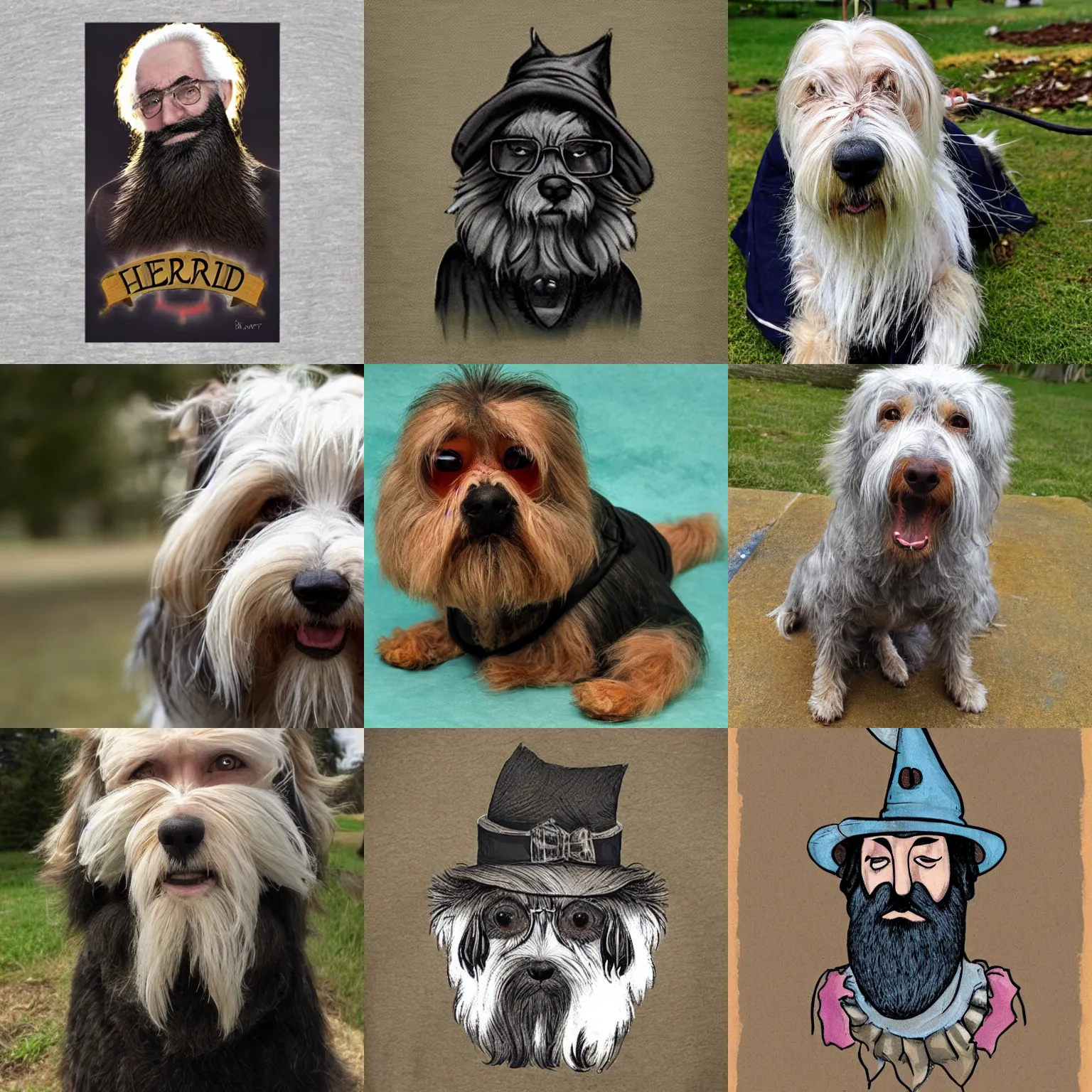 Prompt: elderly bearded dog wizard