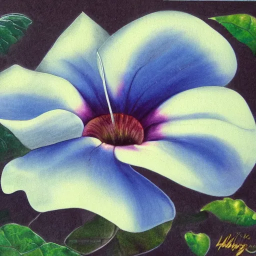 Prompt: morning glory flower, by ah mugae and hong gildong