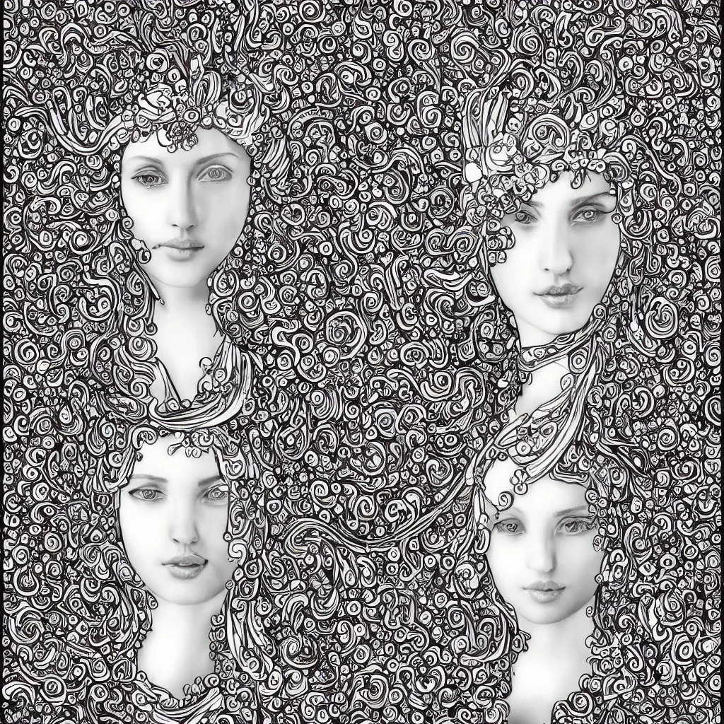 Image similar to an elegant goddess of beauty and charms. digital artwork, symmetric