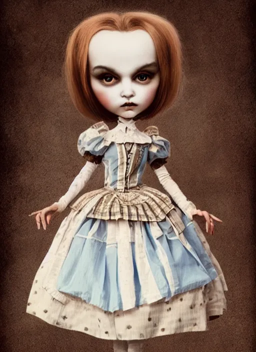 Image similar to alice little as a mark ryden doll, detailed digital art, trending on Artstation