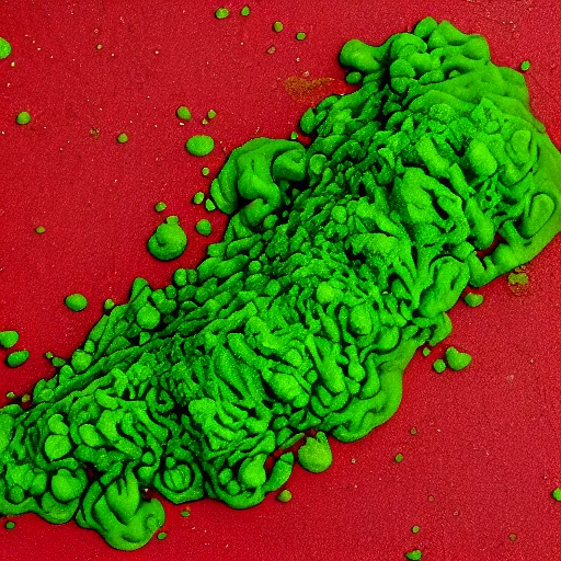 Prompt: gobs of thick green slime strands