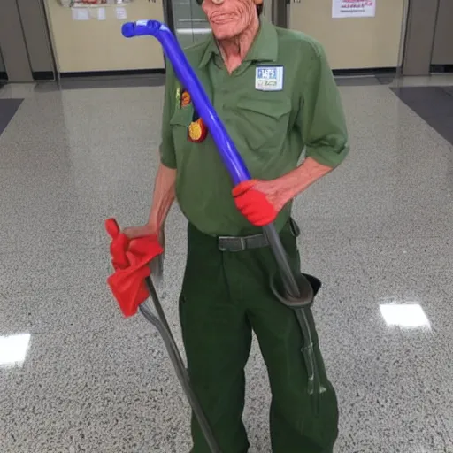 Prompt: william dafoe as a walmart janitor, photo realistic