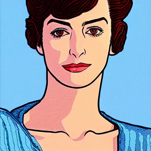 Image similar to anne hathaway retro minimalist portrait by jean giraud, moebius starwatcher comic, 8 k