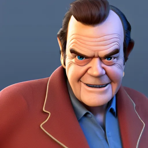 Image similar to jack nicholson as a pixar disney character from up ( 2 0 0 9 ), unreal engine, octane render, 3 d render, photorealistic