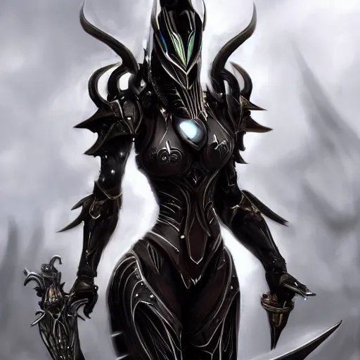 Image similar to highly detailed exquisite fanart, of a beautiful female warframe, but as an anthropomorphic robot dragon, matte black metal armor with white accents, close-up shot, holding a detailed sword in her palm, epic cinematic shot, sharp claws for hands, professional digital art, high end digital art, realistic, captura, DeviantArt, artstation, Furaffinity, 8k HD render