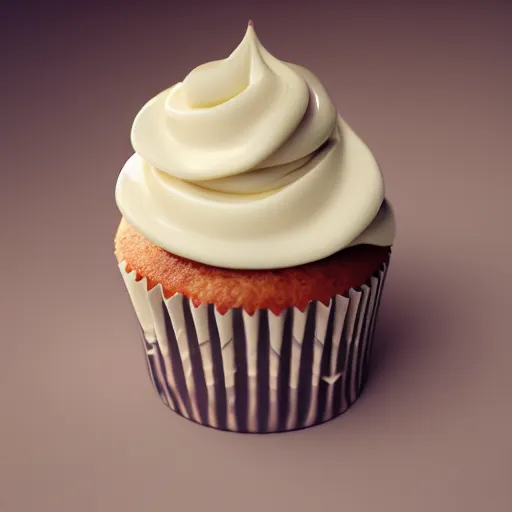 Image similar to the most delectable cupcake ever made. luscious cupcake dripping icing. food photography. 4 k. depth of field. octane render. hyper realistic