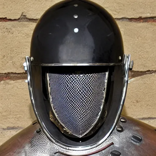 Image similar to a knight wearing a vented faceplate helmet