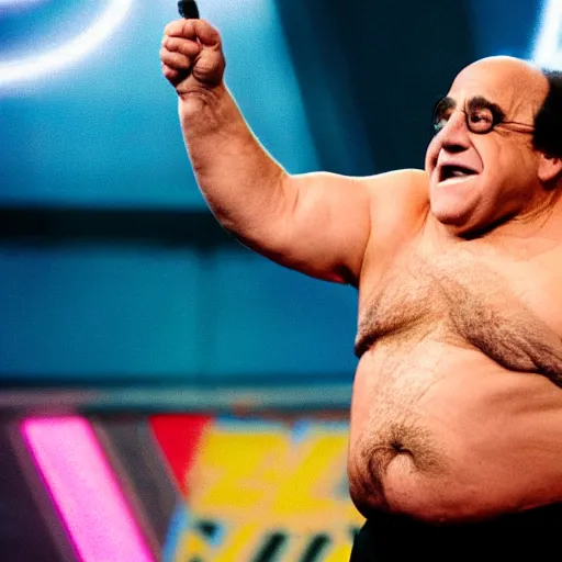 Prompt: Danny DeVito as a WWE Superstar