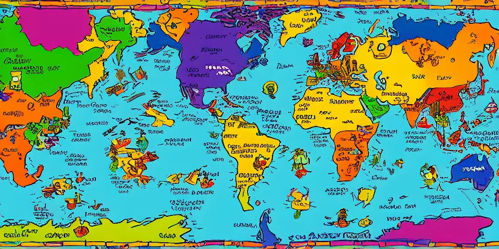 Colourful World Map Paint by Numbers - Goodnessfind