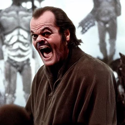 Image similar to Jack Nicholson as Termiantor, scary, evil, action, horror, by Christopher Nolan