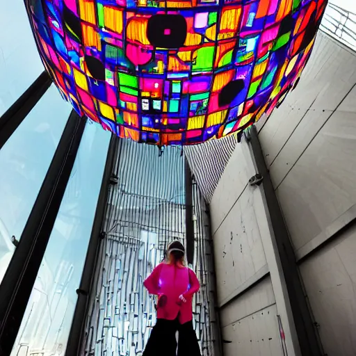 Image similar to A installation art. A rip in spacetime. Did this device in her hand open a portal to another dimension or reality?! Medieval by Tom Fruin