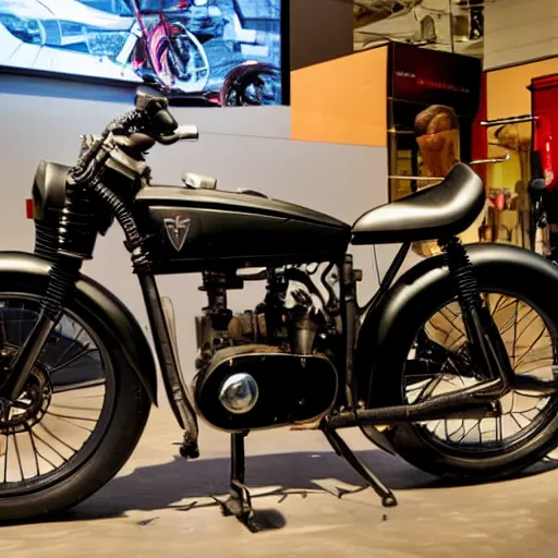 Image similar to a tesla motorcycle, technology museum