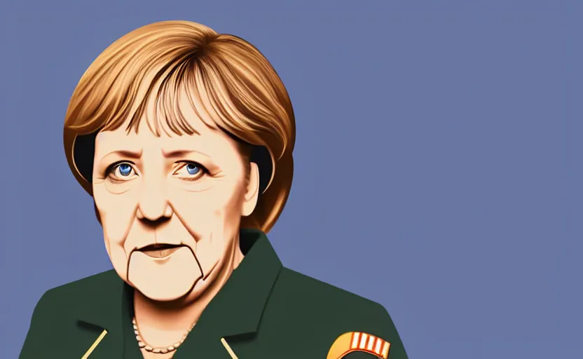 Image similar to portrait of angela merkel dressed as a military officer, minimalist triangle digital art, natural light, sharp, detailed face, magazine