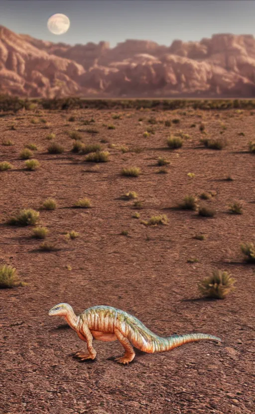 Prompt: a utahraptor in desert, photo, realistic, 3 5 mm, 4 k