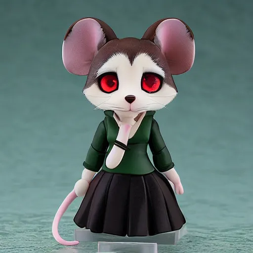 Prompt: nendoroid eyes kawaii chibi furry female mouse, stained glass
