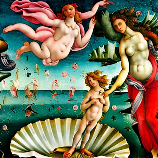 Prompt: birth of venus by boticelli as a realistic photograph