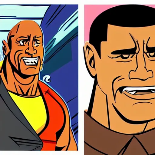 Prompt: Dwayne Johnson in the Hanna Barbera Art Style