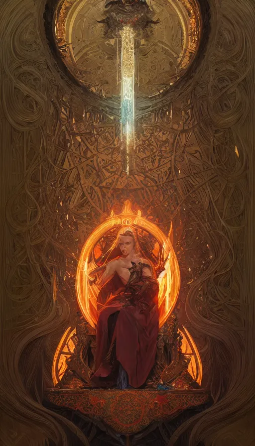 Image similar to fame of thrones, lord of daggers, neon, fibonacci, sweat drops, insane, intricate, highly detailed, digital painting, artstation, concept art, smooth, sharp focus, illustration, Unreal Engine 5, 8K, art by artgerm and greg rutkowski and alphonse mucha