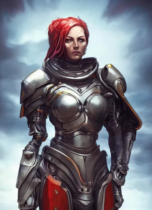 Prompt: hyper realistic photography, scifi paladin crusader girl, metabaron, full body, rule of thirds, human proportion, good anatomy, beautiful face, conceptart, saturated colors, cinematic, juan gimenez, redshift, octane