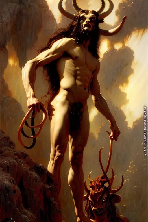 Image similar to satyr by gaston bussiere bayard wu, greg rutkowski, giger, maxim verehin, drew struzan