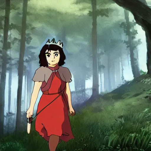 Image similar to jenna coleman as princess mononoke, studio ghibli art