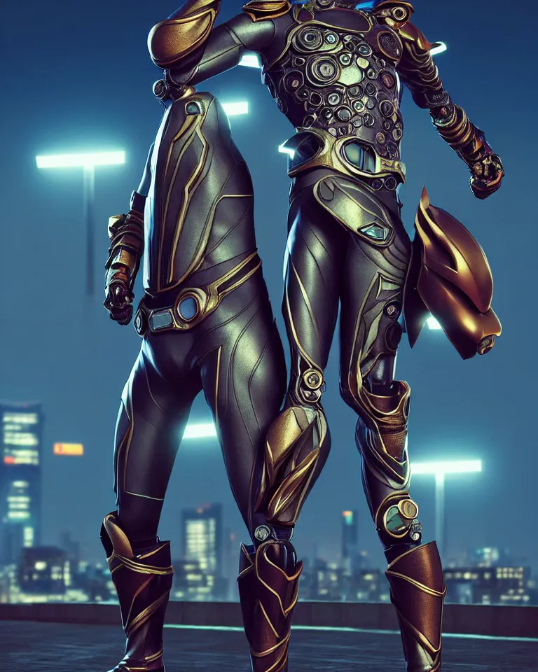 Prompt: kamen rider big belt hero sction pose, full body portrait, human structure bee concept art, human anatomy, intricate detail, hyperrealistic art and illustration by irakli nadar and alexandre ferra, blurry and sharp focus, on future tokyo night rooftop, unreal 5 engine highlly render, global illumination