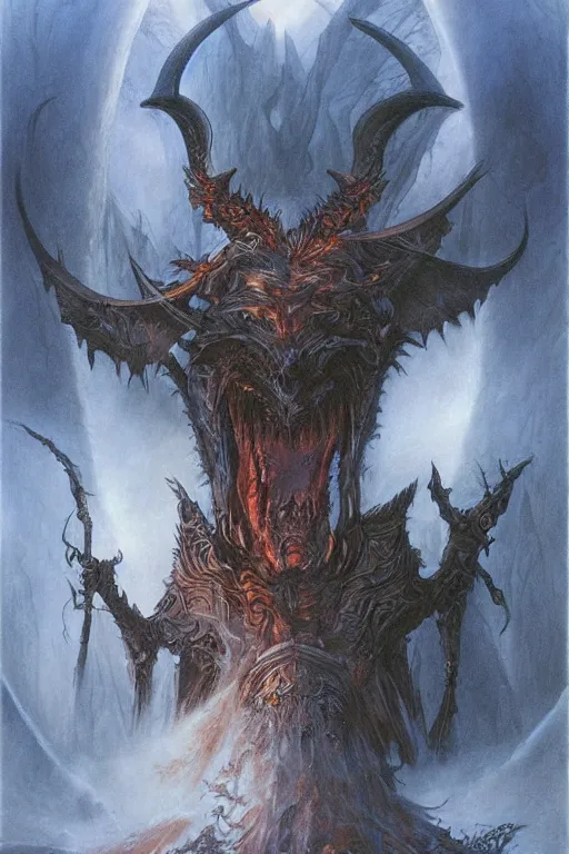 Image similar to art by john howe of the devil.