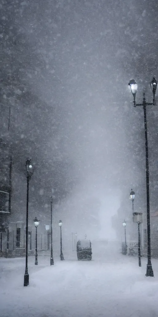 Image similar to dramatic snow storm in Ireland city, hd, 8k,