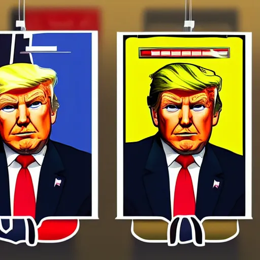 Prompt: GTA loading screen art of Donald Trump