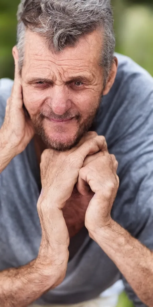 Image similar to a man slowly withering away but genuinely excited about it, ultra detail.