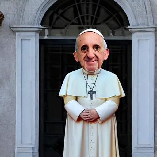 Prompt: pope francis as a muppet. highly detailed felt. hyper real photo. 4 k.