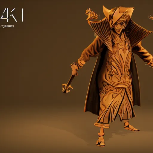 Image similar to a powerful wizard, in manga style, 4K render, unreal engine 5, blender