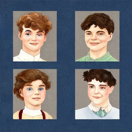 Image similar to Gilbert Blythe from anne with an e as college students, digital art