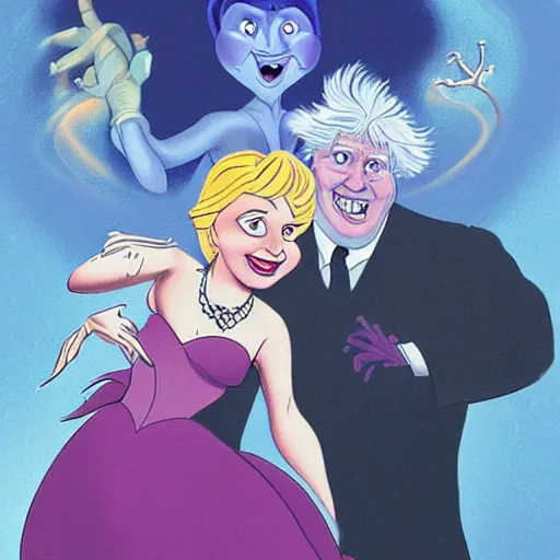 Prompt: ursula the sea witch, boris johnson, by glen keane, disney