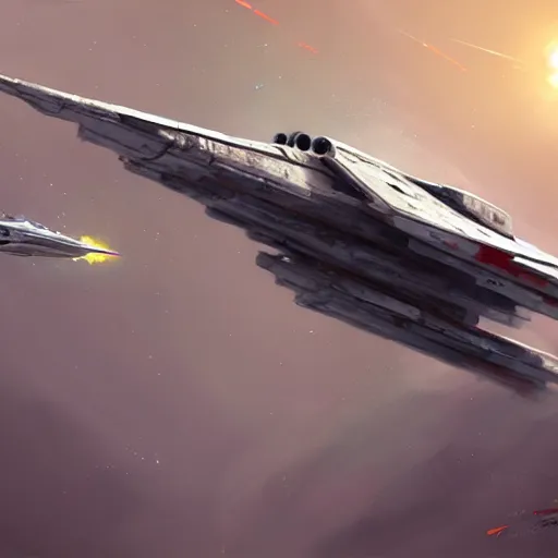 Prompt: concept art of an x wing starfighter from star wars by greg rutkowski