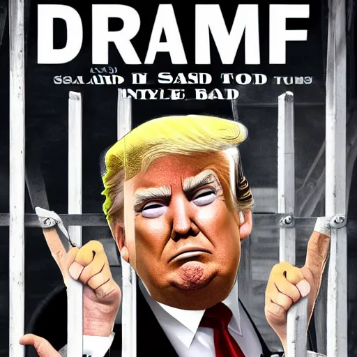 Image similar to donald trump behind bars in the style of an old western film, sad face, pouting