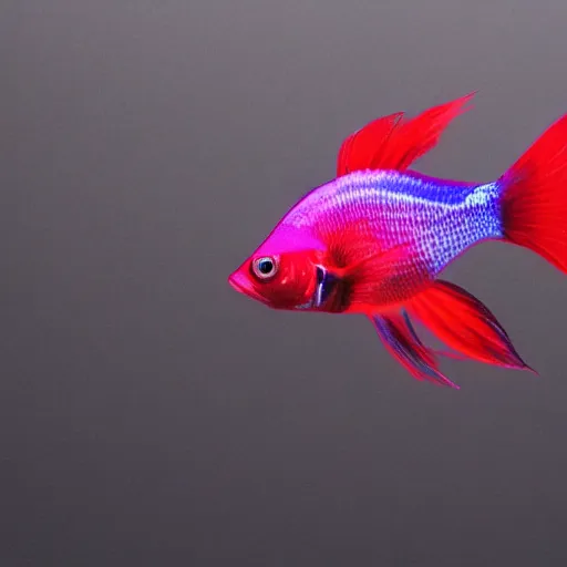 Image similar to a beautiful richly colored beta fish on a black background surrounded by black water