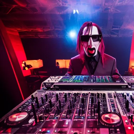 Image similar to marilyn manson on the dj decks