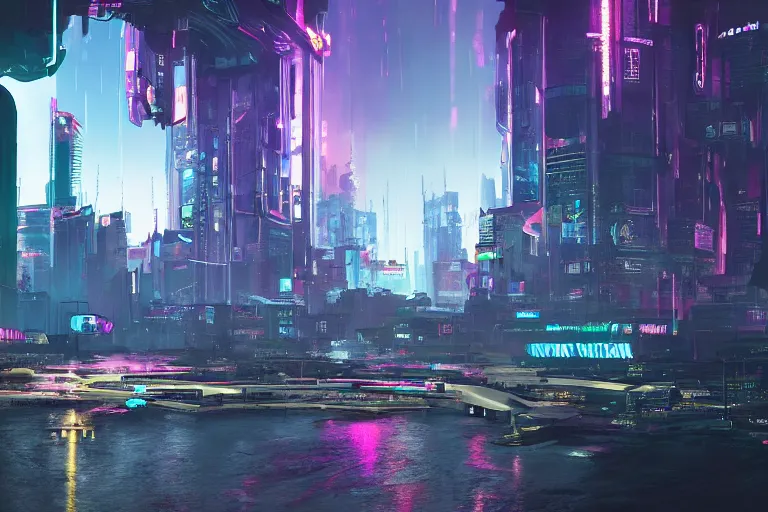 Image similar to future utopian city in the style of a cyberpunk 2 0 7 7 screenshot, concept art, artstation, deviantart, behance, highly detailed