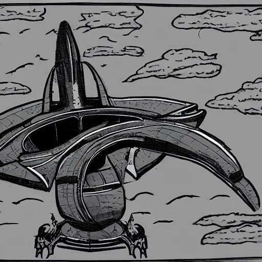 Prompt: a big weird spaceship