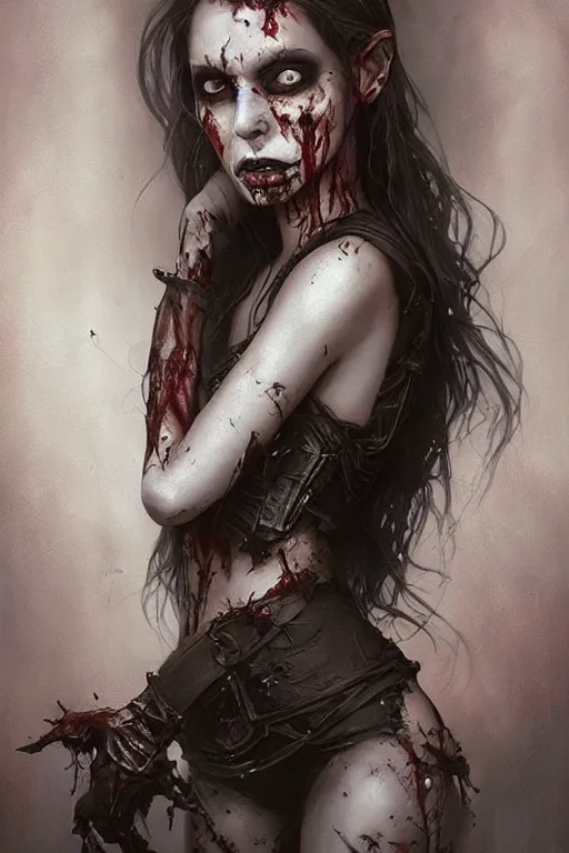 Image similar to a hauntingly beautiful zombie girl, painted by artgerm and tom bagshaw, fantasy art, dramatic lighting, highly detailed digital art