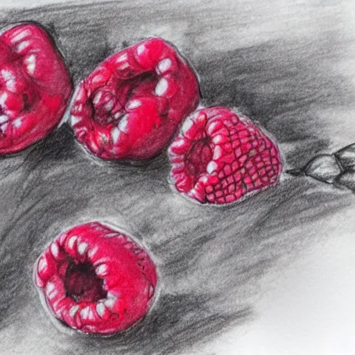 Image similar to professional ink pen sketch of a close-up raspberry