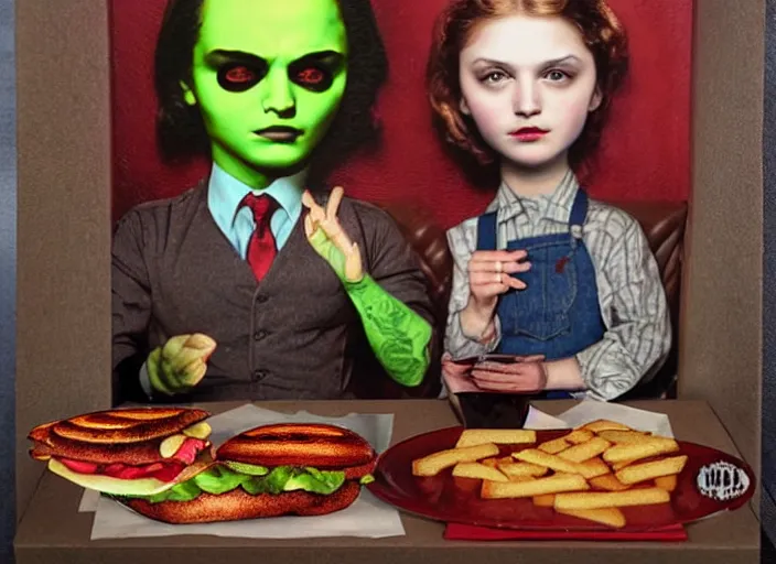 Image similar to the x - man made of x - burger, lowbrow, matte painting, 3 - d highly detailed, in the style of mark ryden,