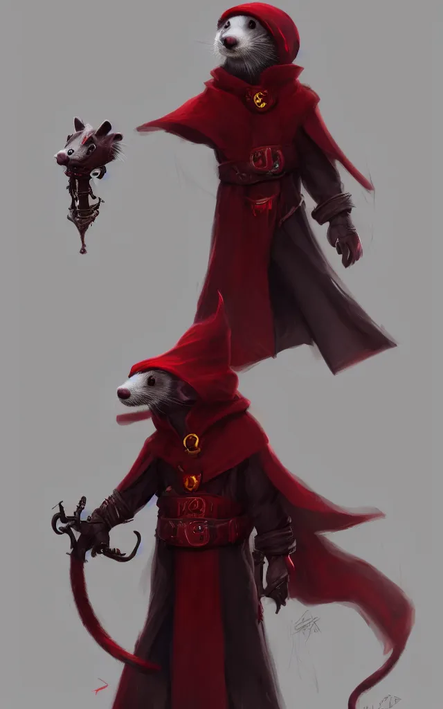 Image similar to a anthropomorphic ferret is a dark warlock dressed red robes, he's very menacing and evil, hyperdetailed, artstation, cgsociety, 8 k